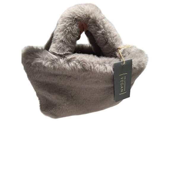 Vegan Faux Fur Handbag With Gold Chain‎ -12" x 8" - Expressions NYC - Picture 4 of 10